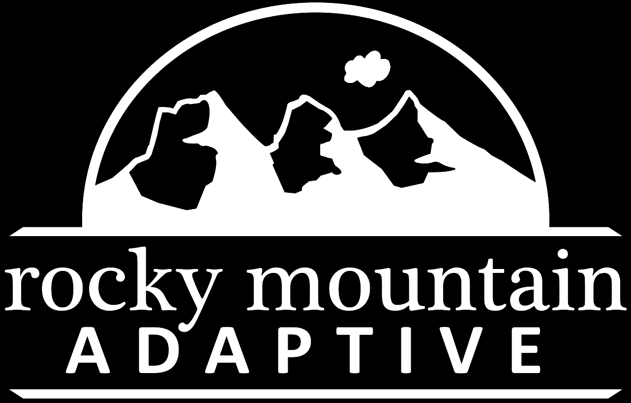 A black and white logo of rocky mountain adaptive.